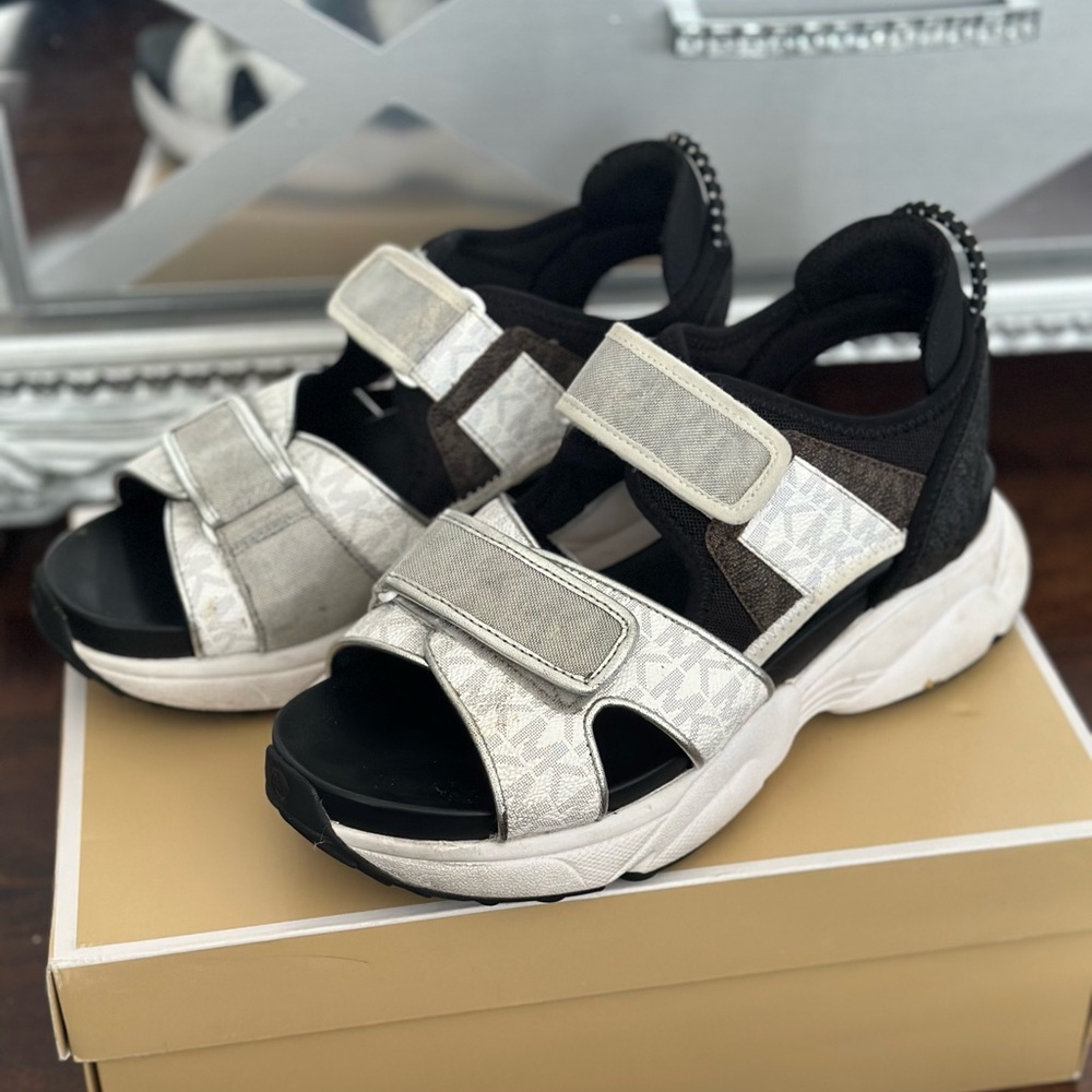 Michael Kors Black and White Sporty Sandals